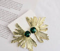 golden green stone earings