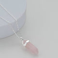 silver pink marble necklace
