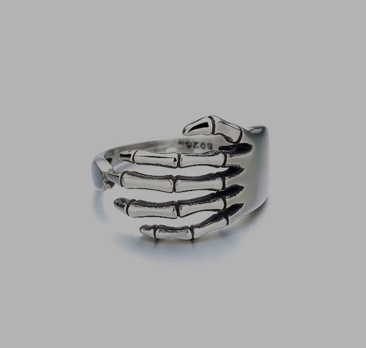 silver skelton earcuff