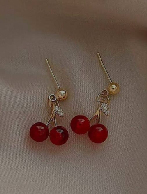 minimal cherry earings
