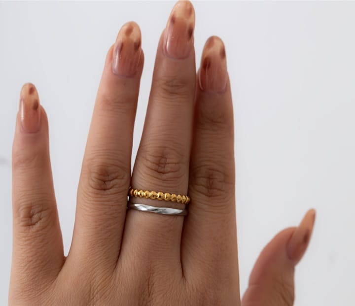 golden n silve attached ring