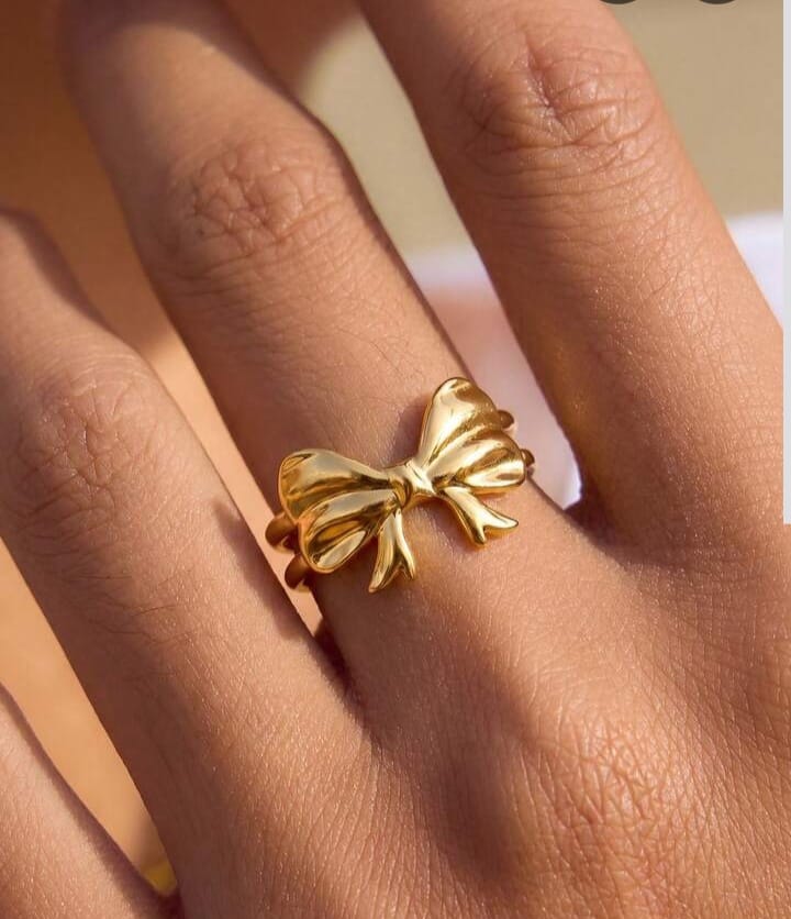 golden n silver bow ring