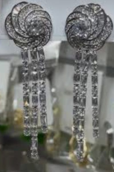 premium silver stones earings