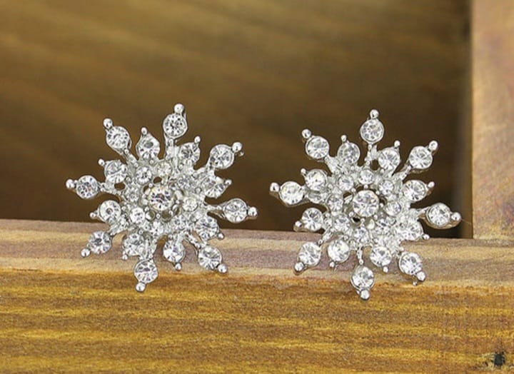 silver stone snowflakes earings