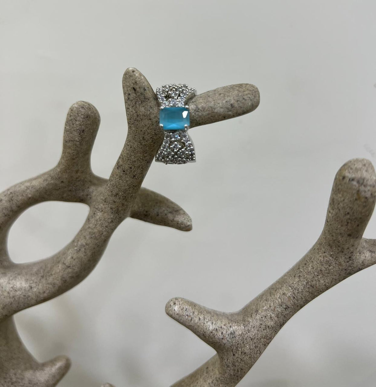 blue silver stone ring
