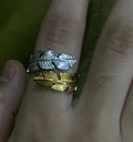 golden n silver feather ring