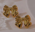 golden ballon bow earings
