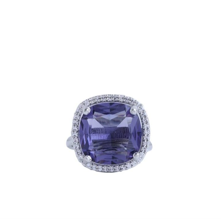 blue premium stone silver ring
