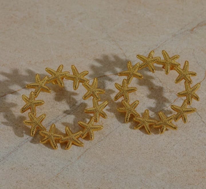 golden star circular earings