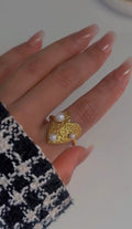 golden heart pearl ring