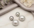 silver pearl n stones earings