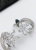 silver flower stone earings