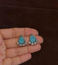 blue feroza stone srystal earings