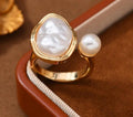 pearl stone golden ring