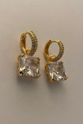 stone transparent golden earings