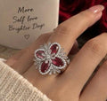 premium hot pink silver ring