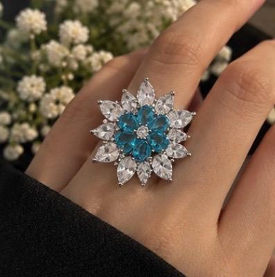 sky silver stone premium ring