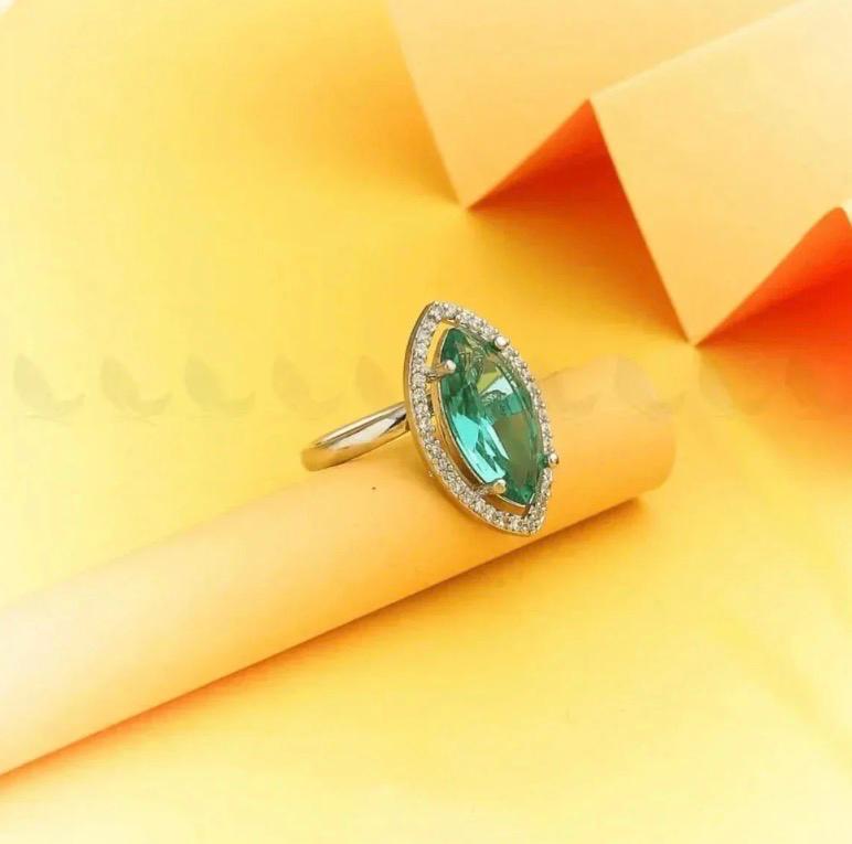 sky crystal silver ring