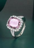pink silver stones ring