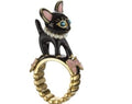cat black cute ring