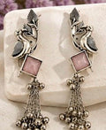 Oxidized Peacock Jhumka Earrings
