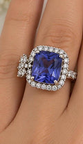 premium blue crystal stones ring