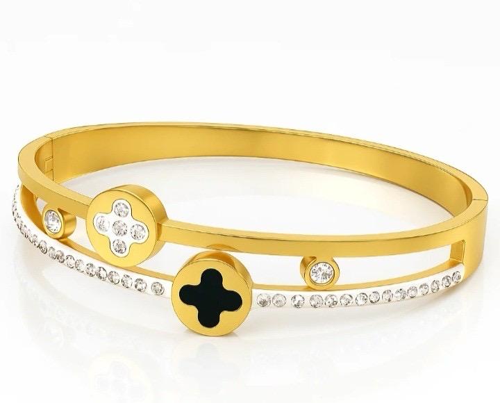 Gold Wave Crystal Bangle
