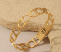 Silver Black Flower Charm Bangle
