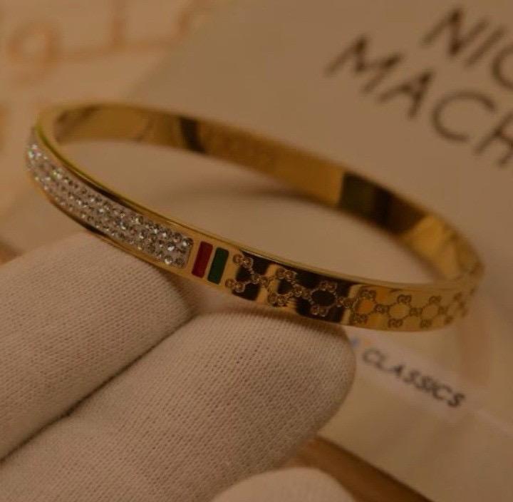 Gold Crystal Pavé Bangle