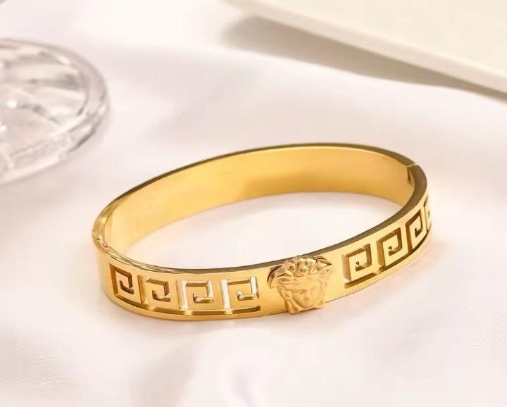 Gold Monogram Double Bangle
