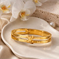 Gold Pearl Drop Chain Bracelet