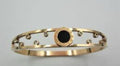 Rose Gold Crystal Lock Charm Bangle