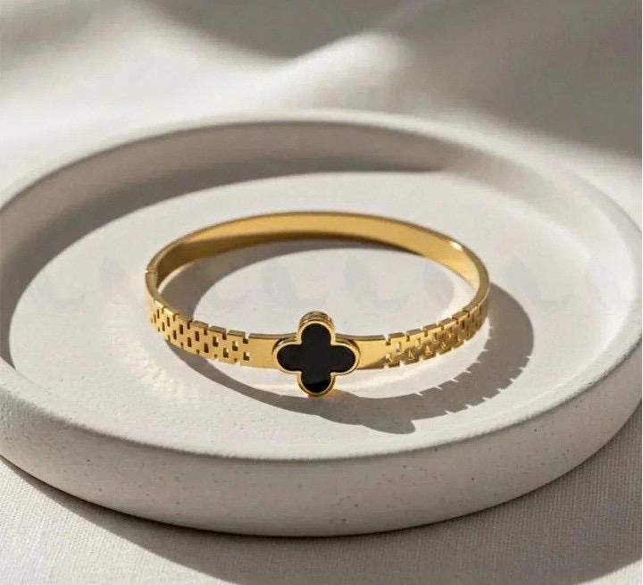 Gold Crystal Infinity Bangle