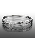 Silver Crystal Twisted Bangle Set