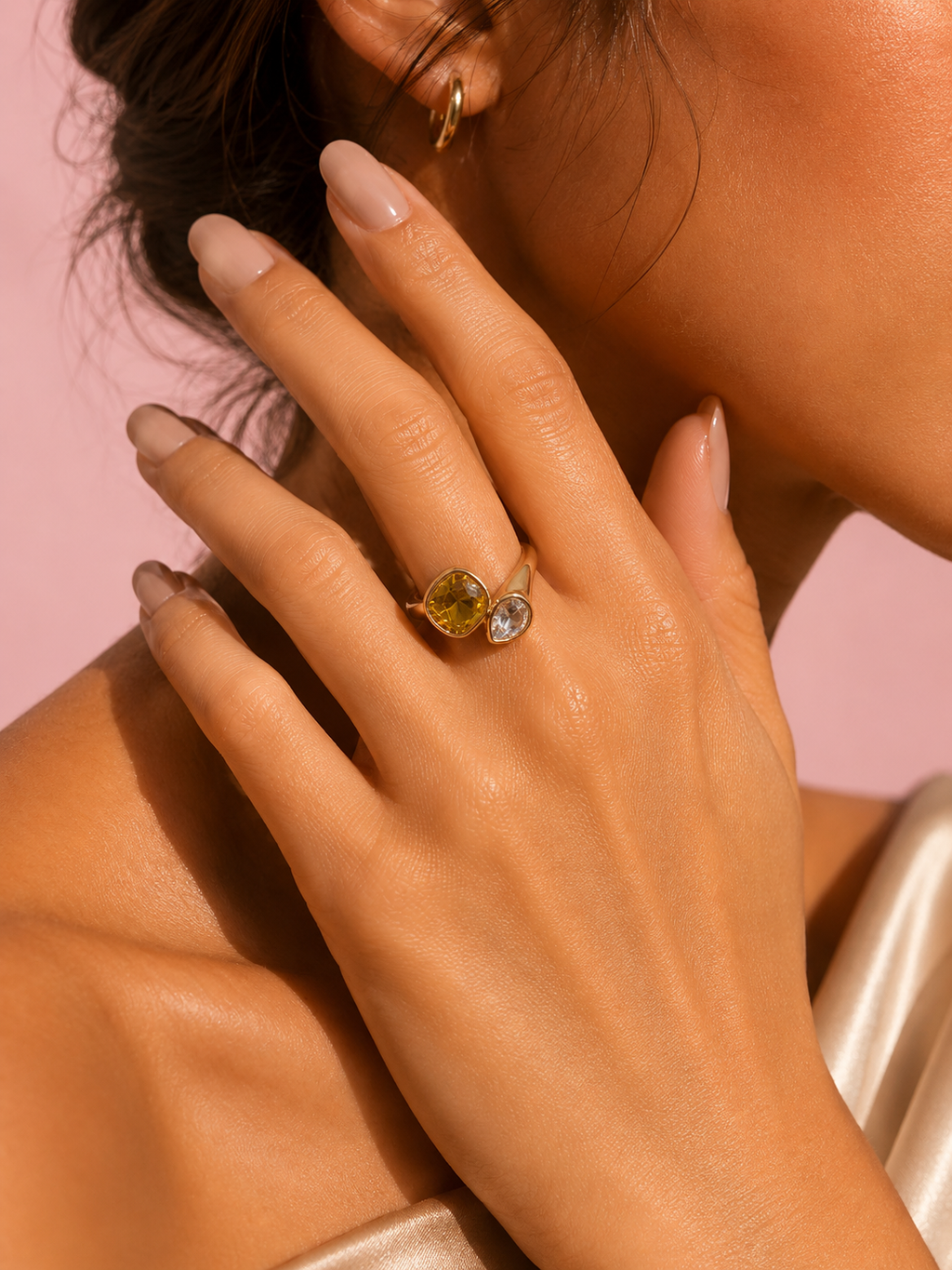 crystal golden  ring