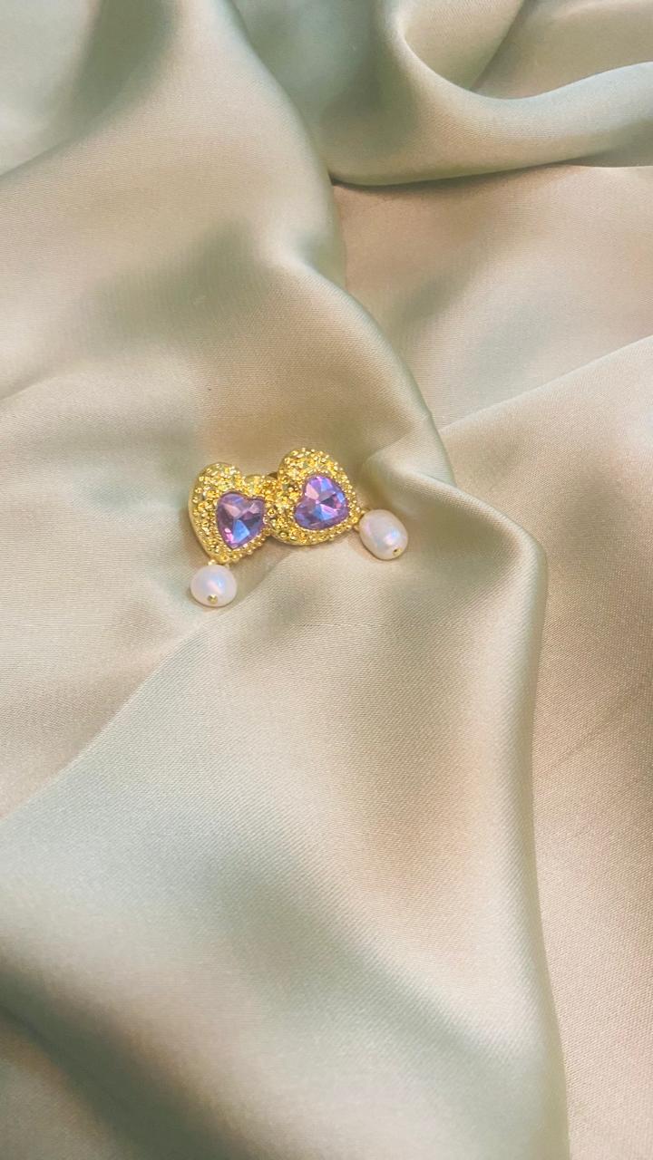 heart purple earing