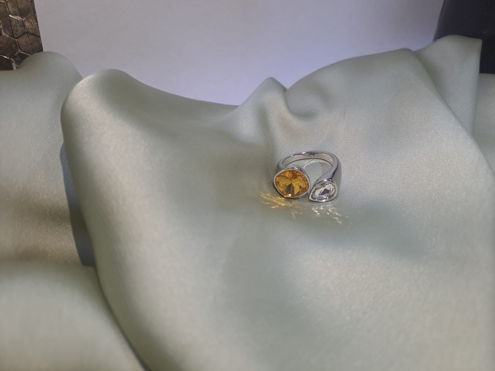 silver crystal ring